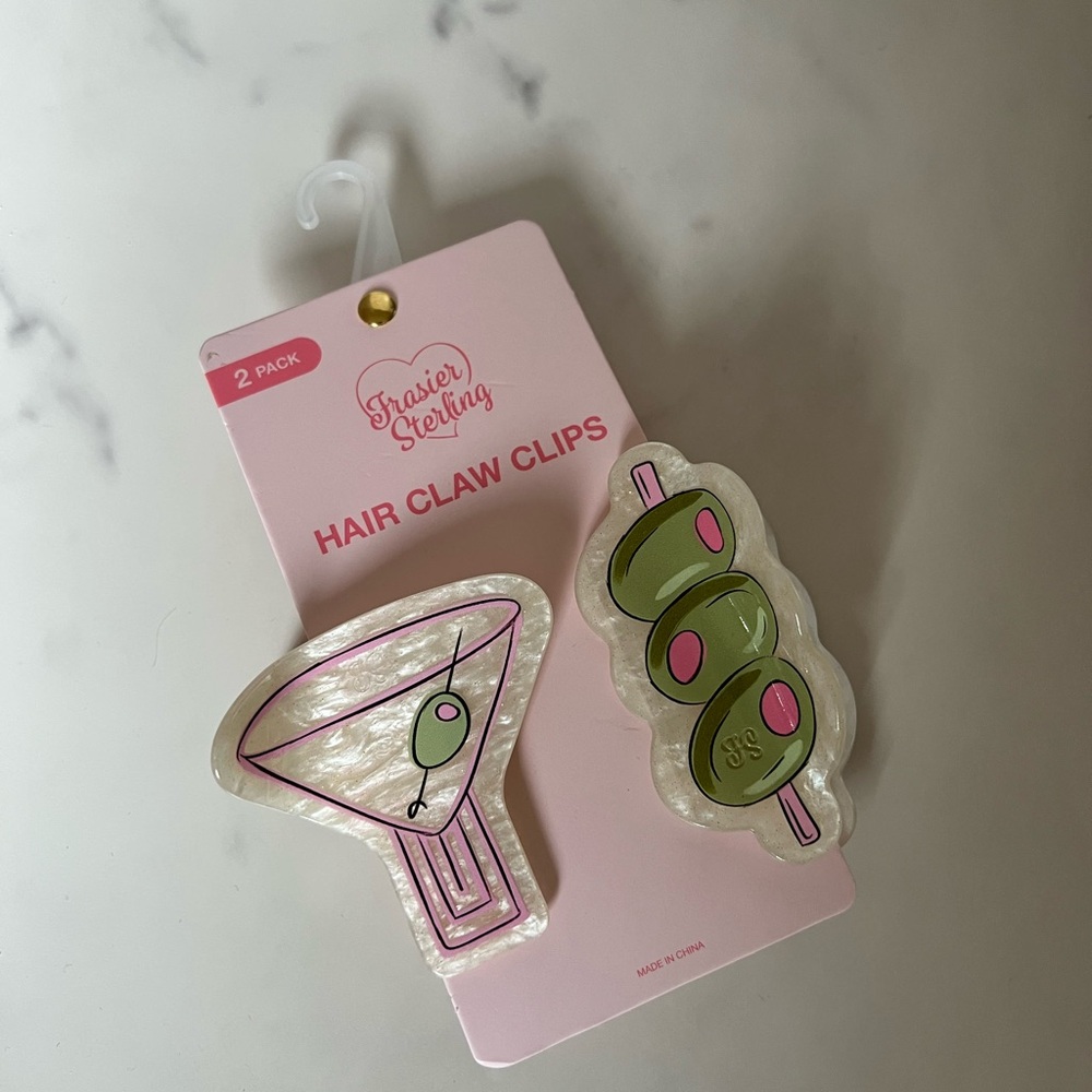 Frasier Sterling Martini Olive Hair Claw Clips Set